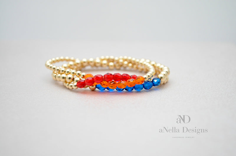 red blue orange bracelet