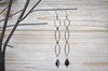 Silver Dark Crystal Teardrop Extra  Long Hoop Earrings - aNella Designs