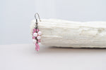 Rose prink   pearl and crystal bridesmaid earrings - aNella Designs