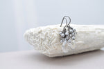 Bridal silver shade crystal teardrop earring with light grey pearls - aNella Designs