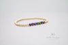 3mm Gold Filled Bracelet with Opaque Iris Purple and Green Beads | Stretch stackable layering yellow gold bracelet | Roll on purple bracelet