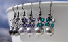 Purple elegant pearl with crystal earrings