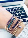 4mm Gold Filled Bracelet with Blue Zircon Shimmer Swarovski Beads | Friendship bracelet | Stackable elastic stretch | roll on green bracelet