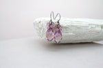 Rose pink teardrop shaped crystal earrings