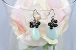 Light green teardrop earring with black accent- aNella Designs