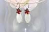 Red holiday earrings with white mother of pearl | Earrings with red accent - aNella Designs
