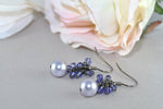 Lavendar pearl earrings with crystals
