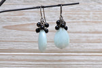 Light green teardrop earring with black accent- aNella Designs