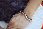 Bridesmaid silver grey crystal pearl bracelet- aNella Designs