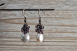 White and purple pearl earrings and bracelet gift set | Bridesmaid gift set | Wedding party jewelry - aNella Designs