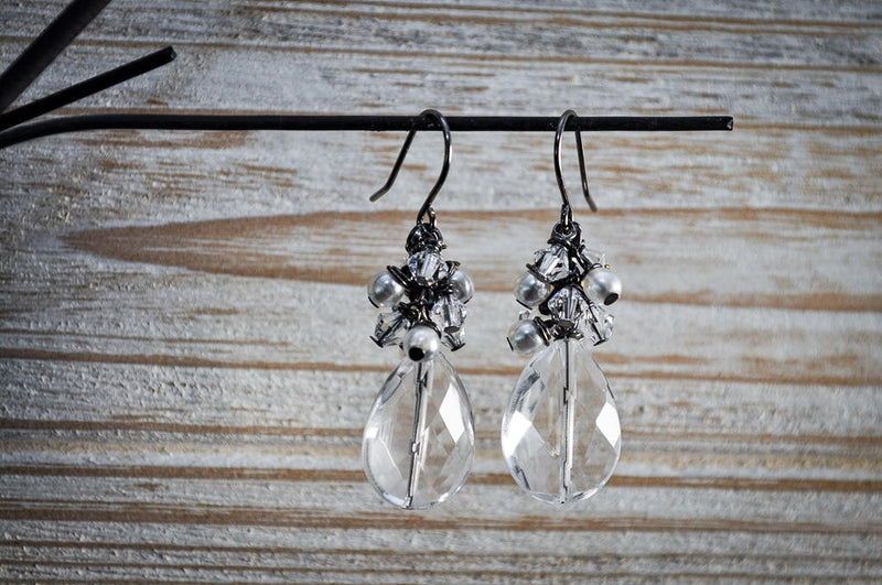 Bridal crystal teardrop earrings