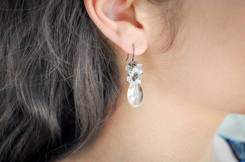 Bridal crystal teardrop earrings