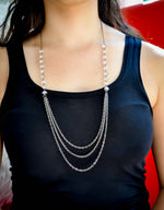 Layered chain necklace with Silver shade crystals - aNella Designs