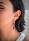 Amethyst crystal teardrop earring with purple pearls