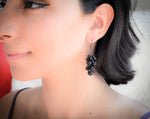 Black clustered drop earring- aNella Designs