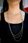 Layered chain necklace with Silver shade crystals - aNella Designs