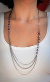 Layered chain necklace with dark blue crystals- aNella Designs