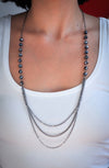 Layered chain necklace with dark blue crystals- aNella Designs