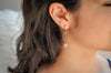 Crystal Red Siam teardrop hoop earrings | Light drop dangle earrings | Simple elegant ruby earrings - aNella Designs
