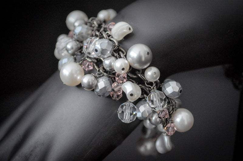Something blue bridal or bridesmaid crystal pearl bracelet