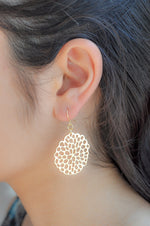 Gold flower petal earrings | gold plated metal cut out flower hoop earrings |  -aNella Designs