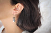 Dark grey silver pearl earring with shade of grey crystals - aNella Designs