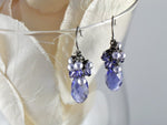 Tanzanite purple crystal teardrop earring with lavender pearls- aNella Designs