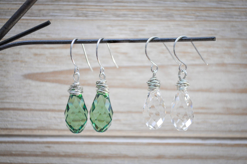crystal short green teardrop earring - aNella Designs
