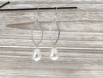 Bridal pearl hoop teardrop earrings