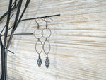Dark Silver Crystal Teardrop  Long Hoop Earrings - aNella Designs