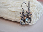 Dark silver black night out crystal teardrop earrings | Small dainty light jewelry | Fancy elegant party earrings | Statement earrings