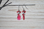 Crystal red teardrop earrings with red and white accents