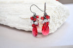 Ruby red teardrop earrings | Bridesmaid earrings | Holiday scarlet jewelry | Prom and Valentines day gift - aNella Designs