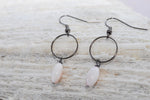 Blush light pink mother of pearl drop hoop earrings - aNella Designs