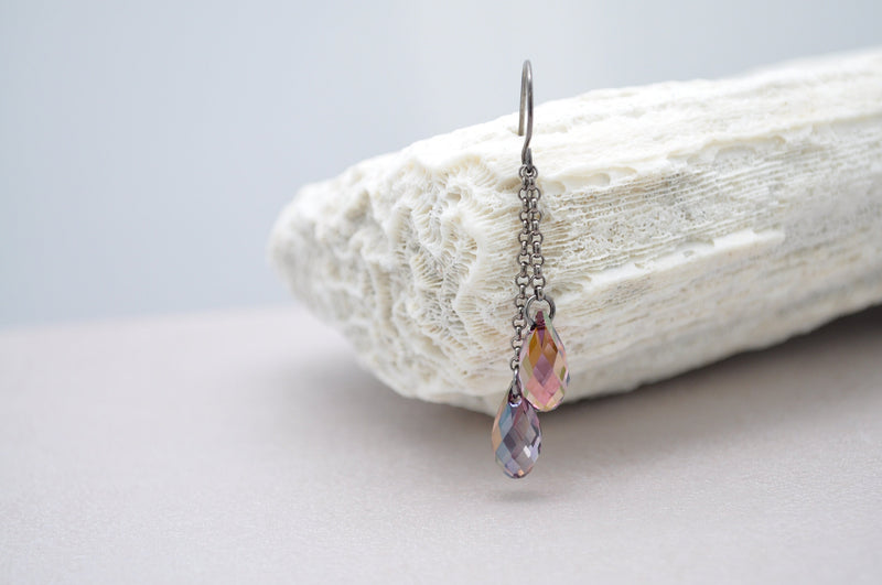 Lilac rose pink pearl crystal earrings - aNella Designs