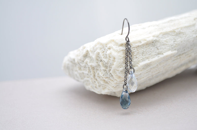 Blue shade   teardrop crystal earring - aNella Designs