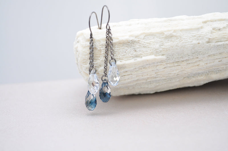 Blue shade   teardrop crystal earring - aNella Designs