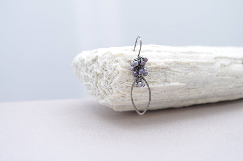 Crystal lavender purple teardrop hoop earrings - aNella Designs