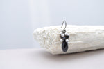 Black crystal teardrop earrings with white pearls- aNella Designs