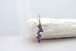 Amethyst crystal teardrop earring with purple pearls