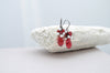 Scarlet red crystal teardrop earrings with white pearls - aNella Designs