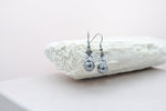 Silver grey pearl earrings with crystals - aNella Designs