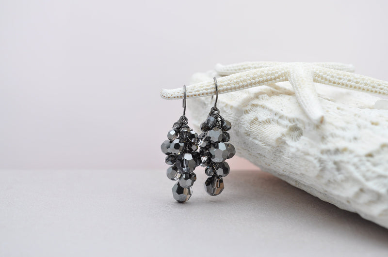 Silver clustered drop earrings - aNella Designs