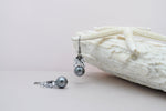 Silver grey pearl earrings with crystals - aNella Designs