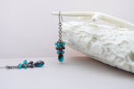 Burgundy and zircon green crystal drop chandelier earrings | Multicolor emerald green long drop earrings - aNella Designs