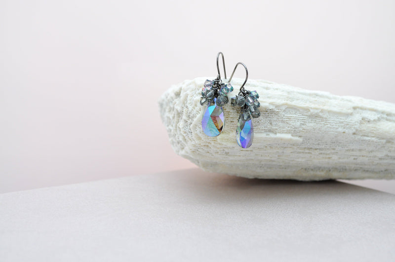Iridescent teardrop crystal earrings - aNella Designs
