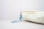 Aquamarine teardrop shaped crystal earrings | Blue drop dangle earrings | Fancy long earrings | Statement blue earrings - aNella Designs