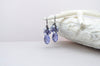 Purple tanzenite crystal teardrop bridesmaid earrings with lavender pearls - aNella Designs