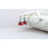 White pearl earrings with red accents - aNella Designs