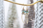 Crystal Iridescent teal green and gold  teardrop earrings - aNella Designs